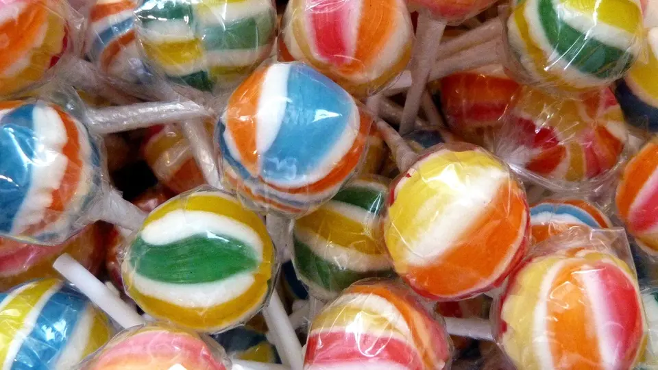 Lolly’s verpakt in doorzichtig folie